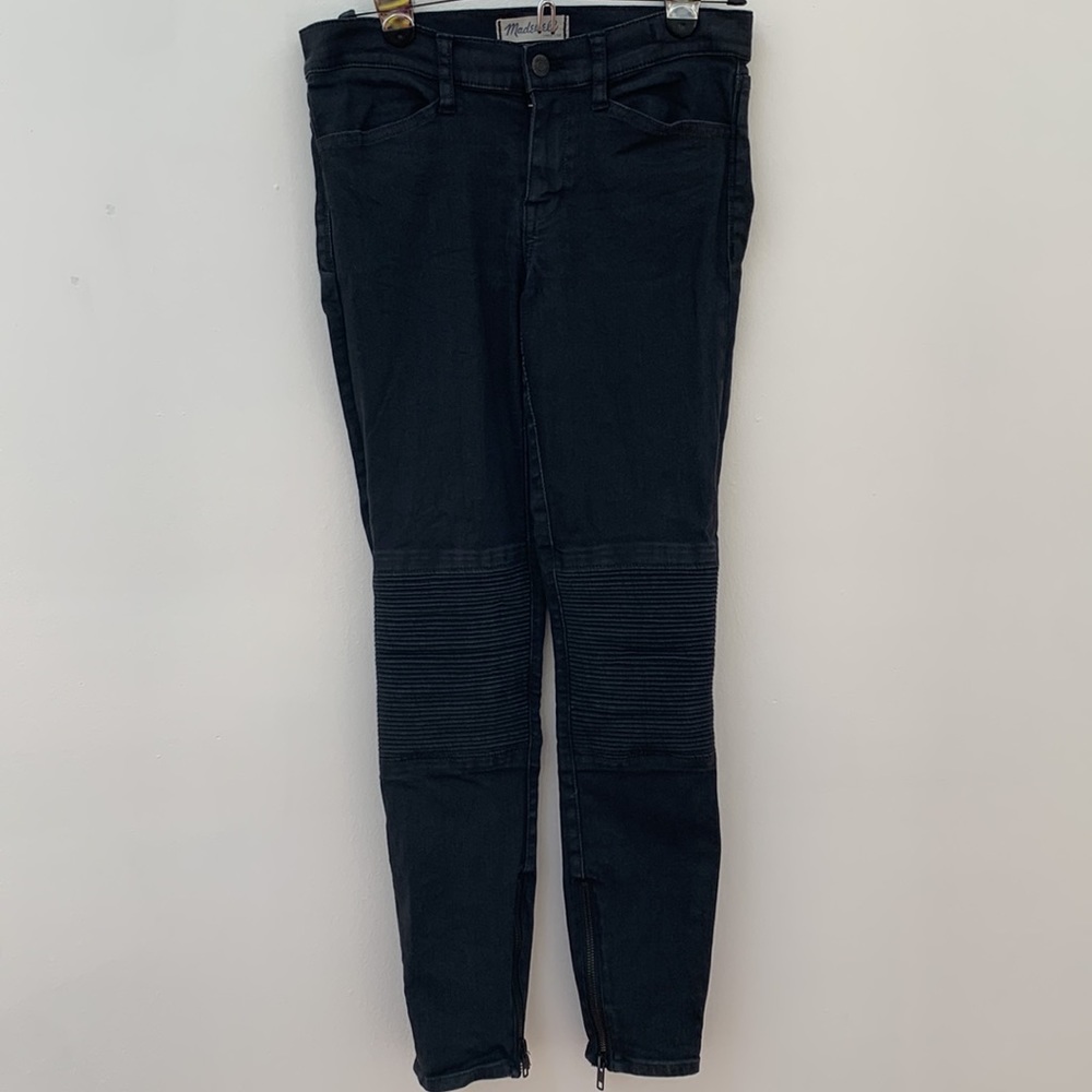 Madewell black skinny skinny jeans size 27 rigid knees zip on ankles - Picture 5 of 8